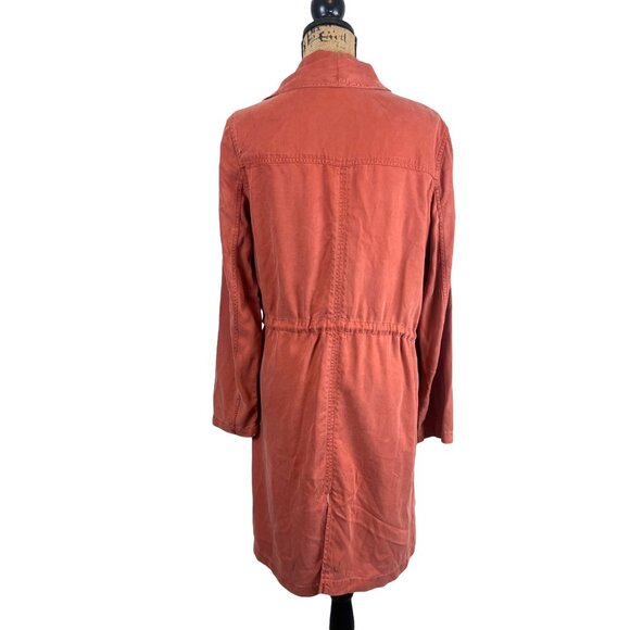 Max Jeans Rust Tencel Drawstring Long Draped Casual Coat Large - Picture 4 of 6